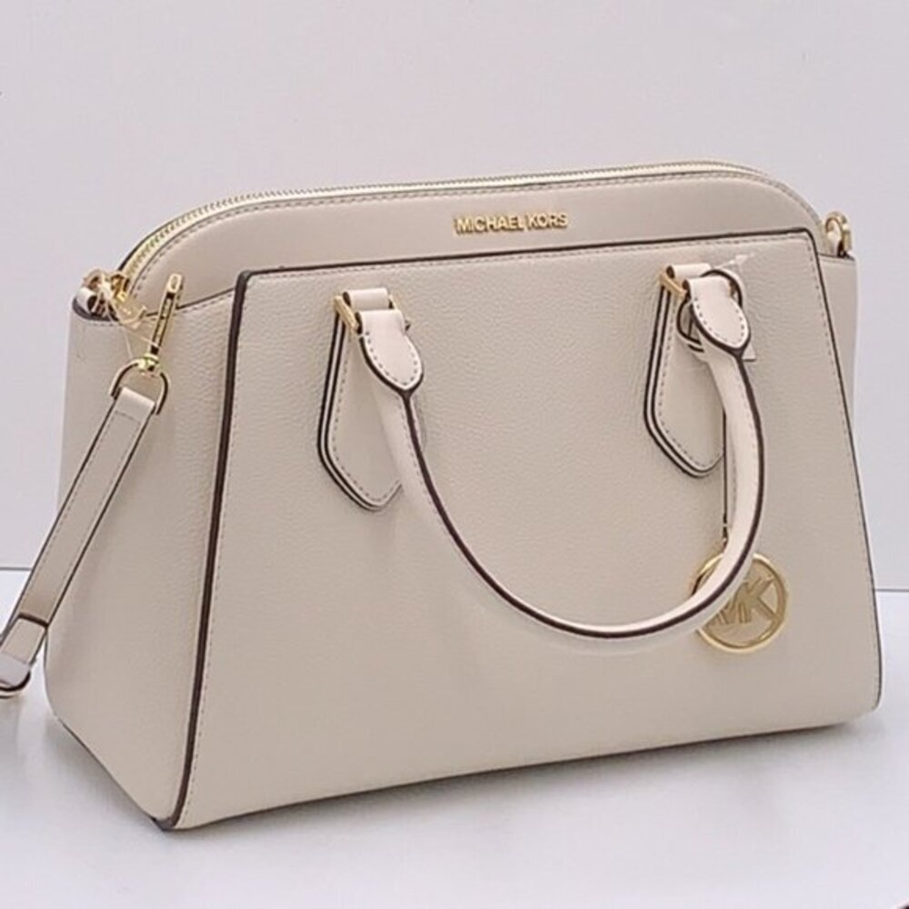 Michael Kors Daria Large Satchel Bag Leather Light Cream